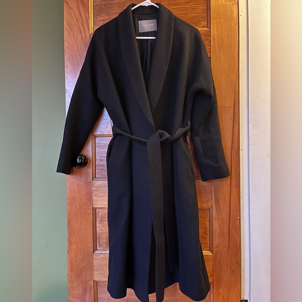 Everlane Wrapped Belt Wool Coat View 3